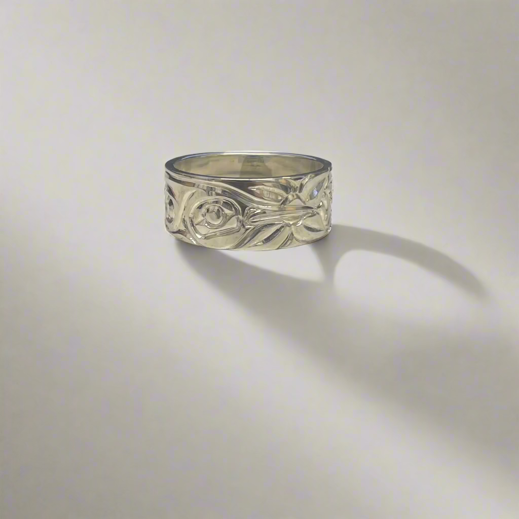 Ron Jackson Hummingbird 3/8" Silver Tapered Band Rings Size 9 -  - Jewellery - House of Himwitsa Art Gallery