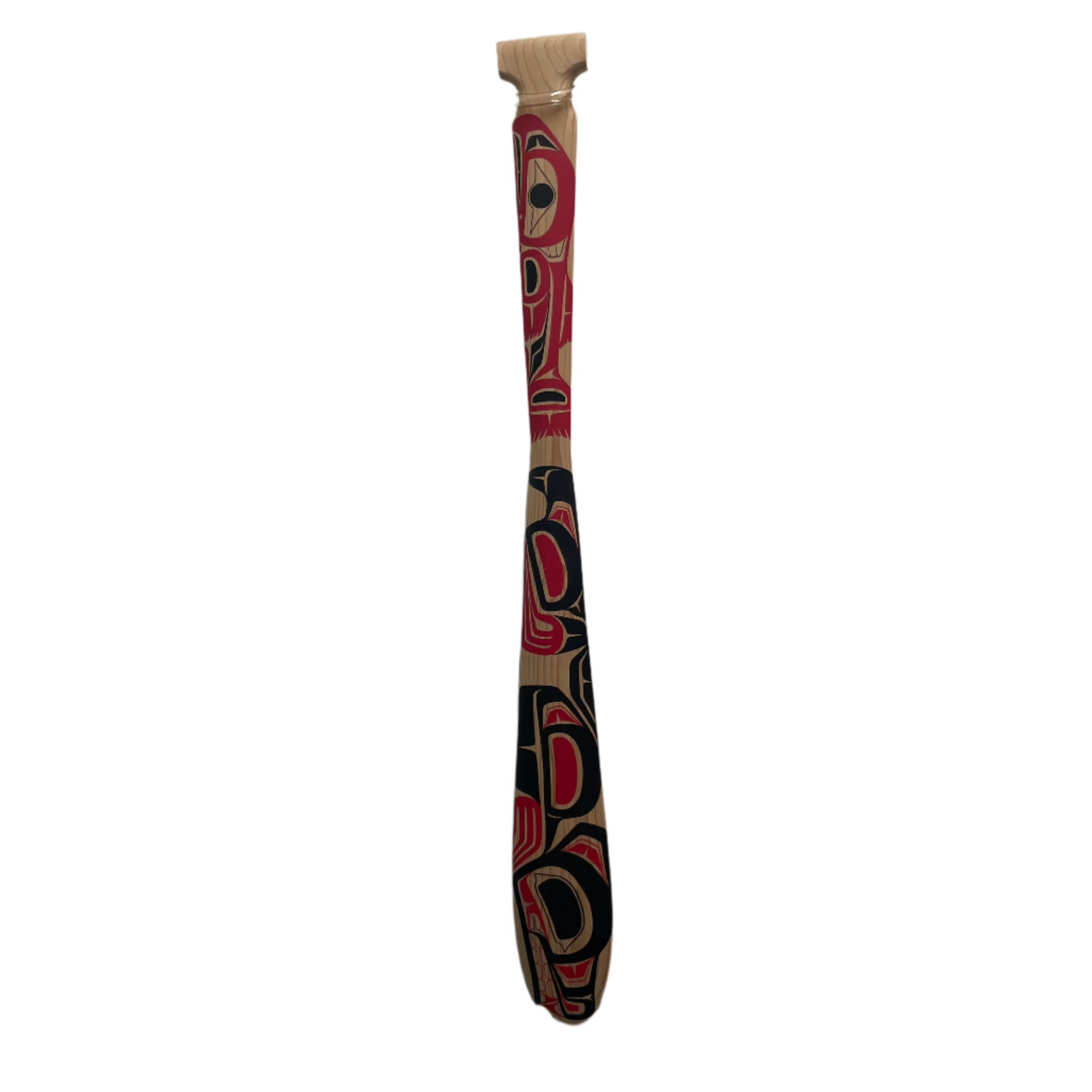 Cecilia Adams 3' 2" Paddle Wolf With Salmon -  - PADDLES - House of Himwitsa Art Gallery
