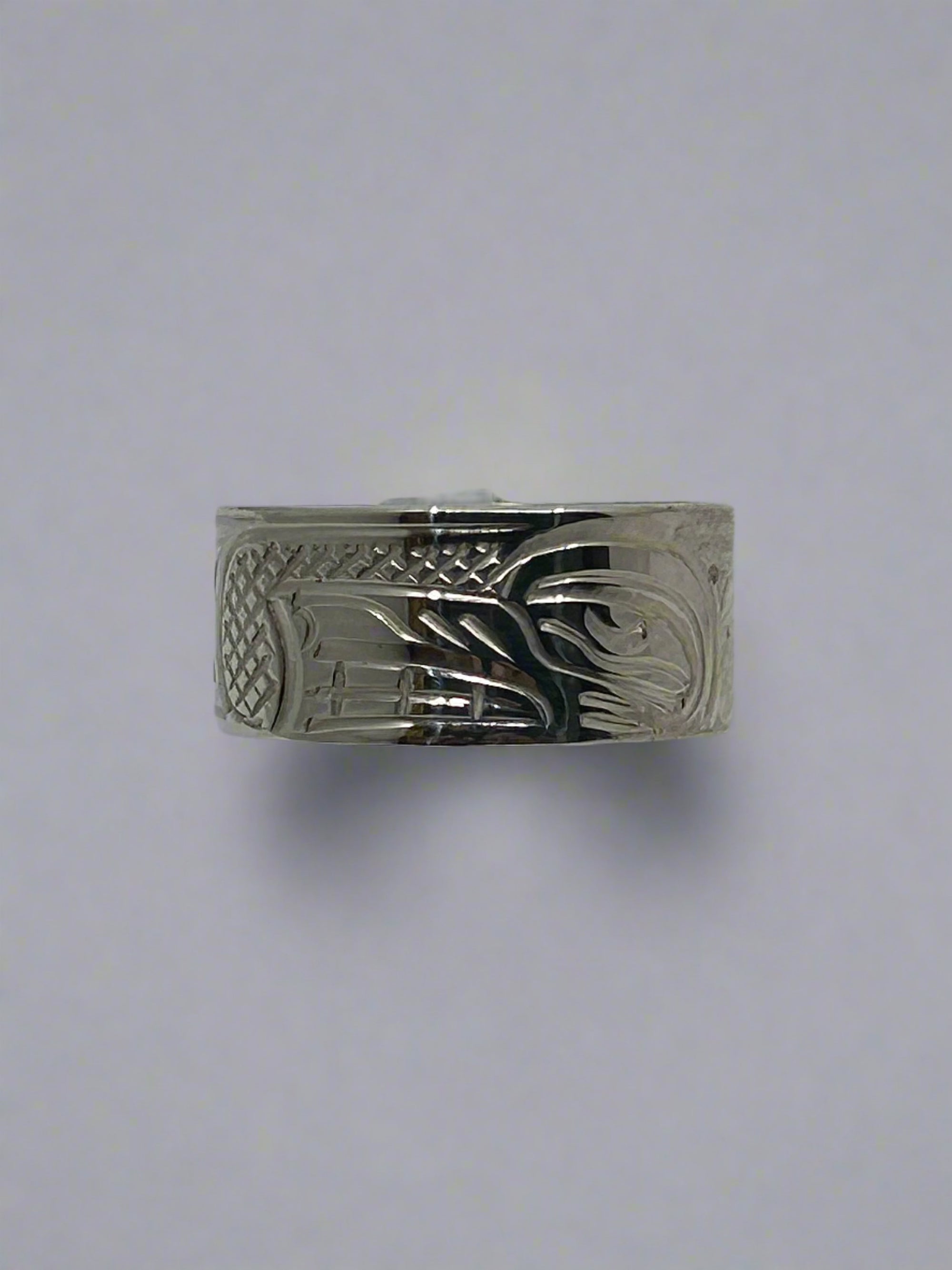 John Lancaster 5/16 Silver Ring Wolf -  - Silver Ring - House of Himwitsa Art Gallery