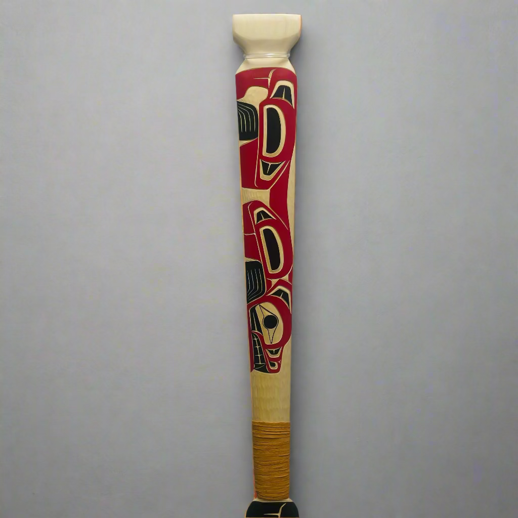 Cecilia Adams Wolf Paddle with Carved handle -  - wood carving - House of Himwitsa Art Gallery