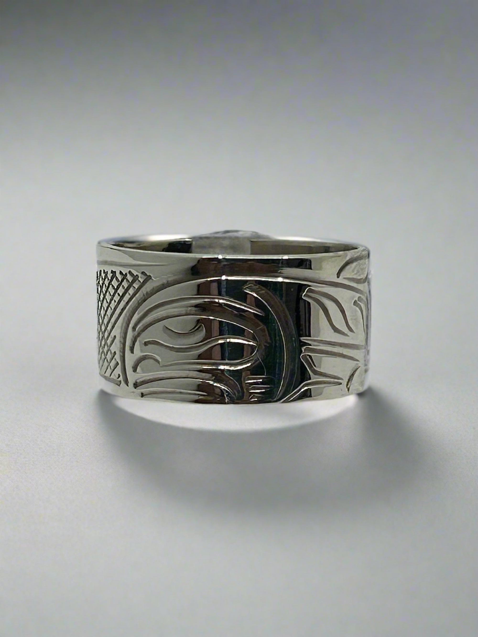 John Lancaster 3/8 Silver Ring Salmon -  - Silver Ring - House of Himwitsa Art Gallery