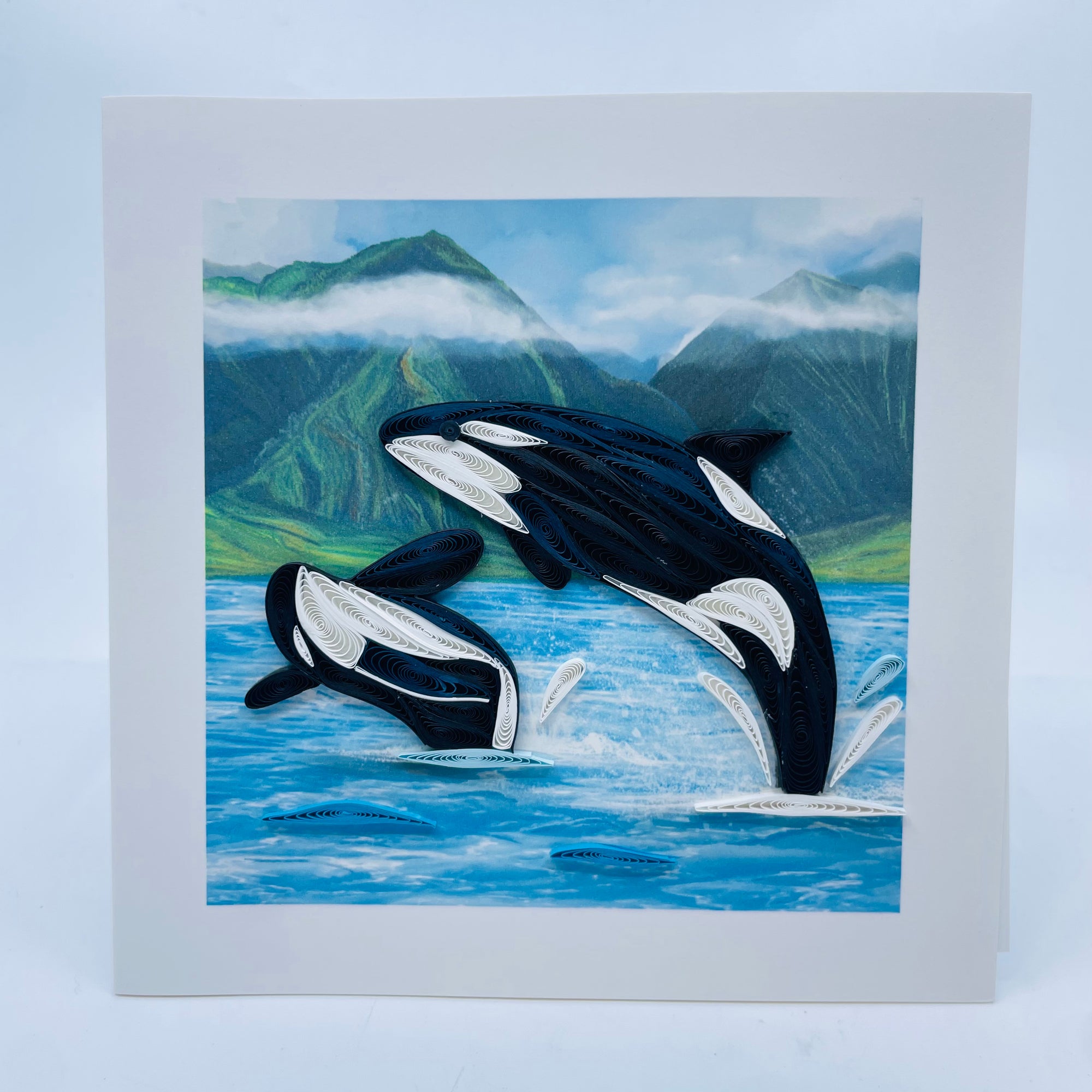 Quilling Art Card Orca Whales - Kalyn Imports Limited - quilling art card - House of Himwitsa Art Gallery