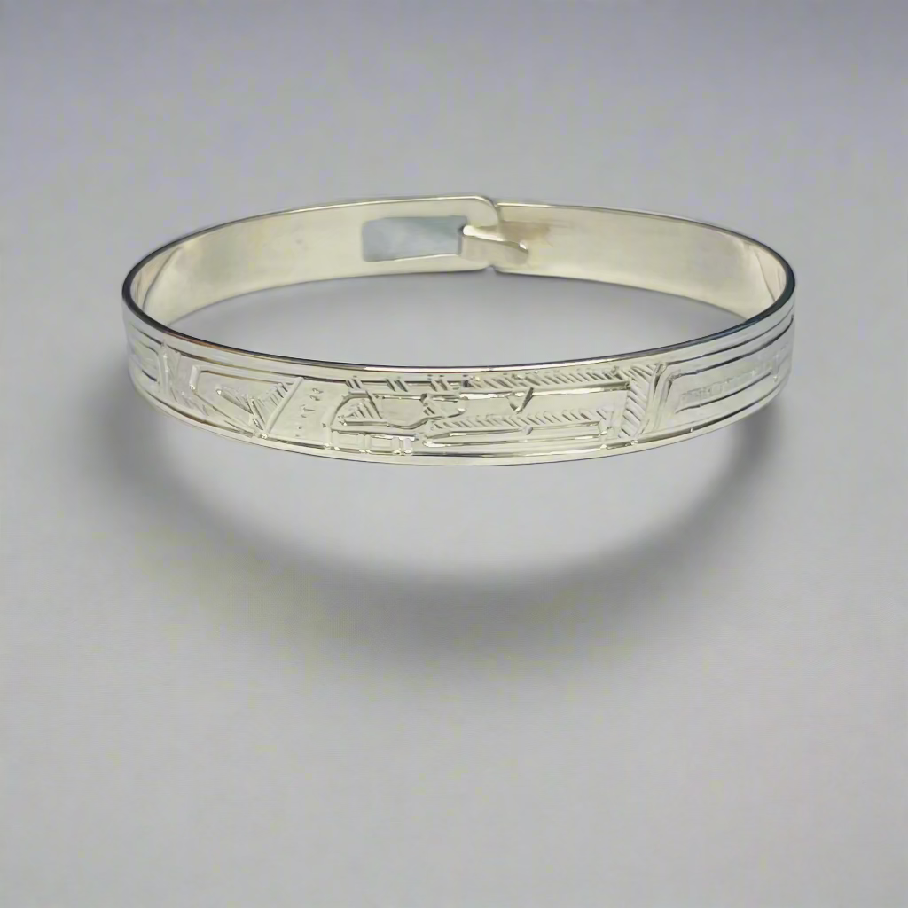 Gilbert Pat 1/4" Silver Youth Bracelet Eagle -  - Silver Bracelet - House of Himwitsa Art Gallery