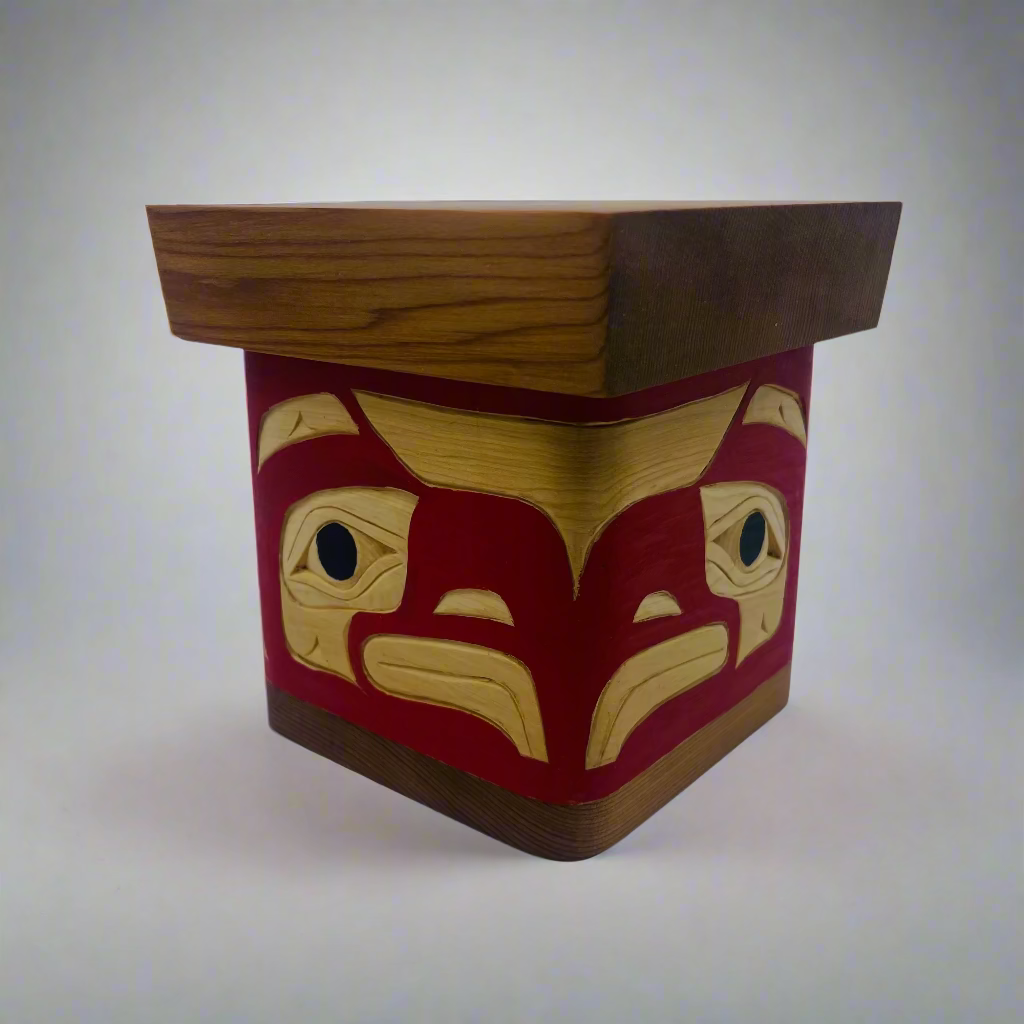 Joe Campbell Yellow Cedar Bentwood Box Eagle -  - Carving - House of Himwitsa Art Gallery