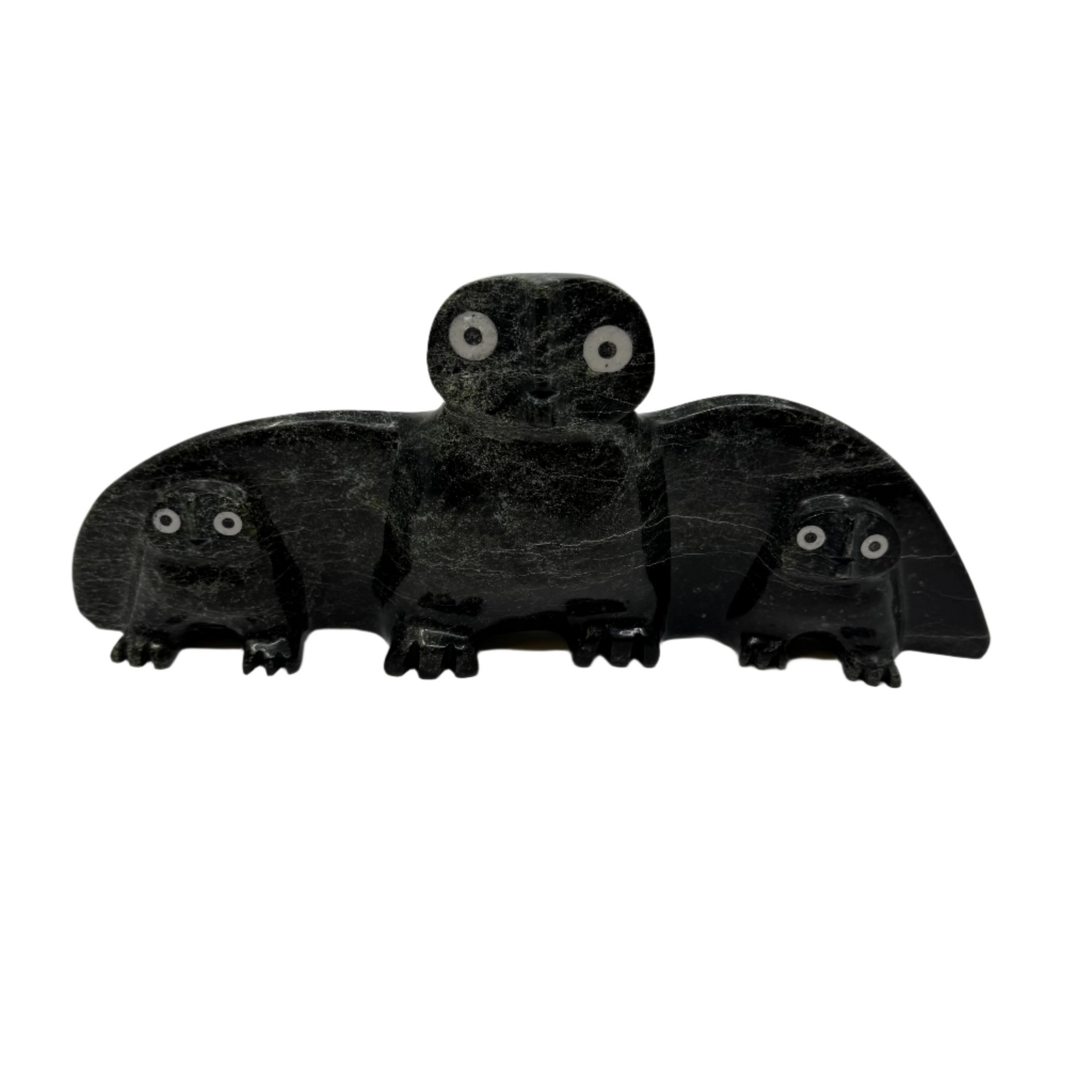 Adamie Qaumagiak Owl and Chicks -  - Serpentine - House of Himwitsa Art Gallery