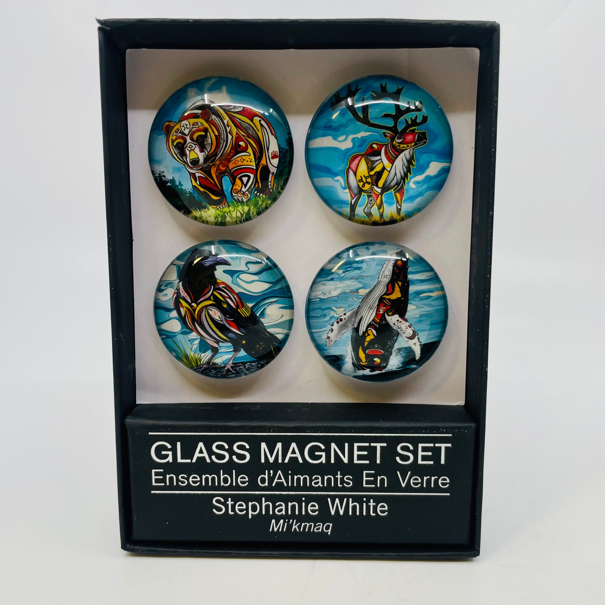 Glass Magnet Set Stephanie White 033 -  - Magnet - House of Himwitsa Art Gallery