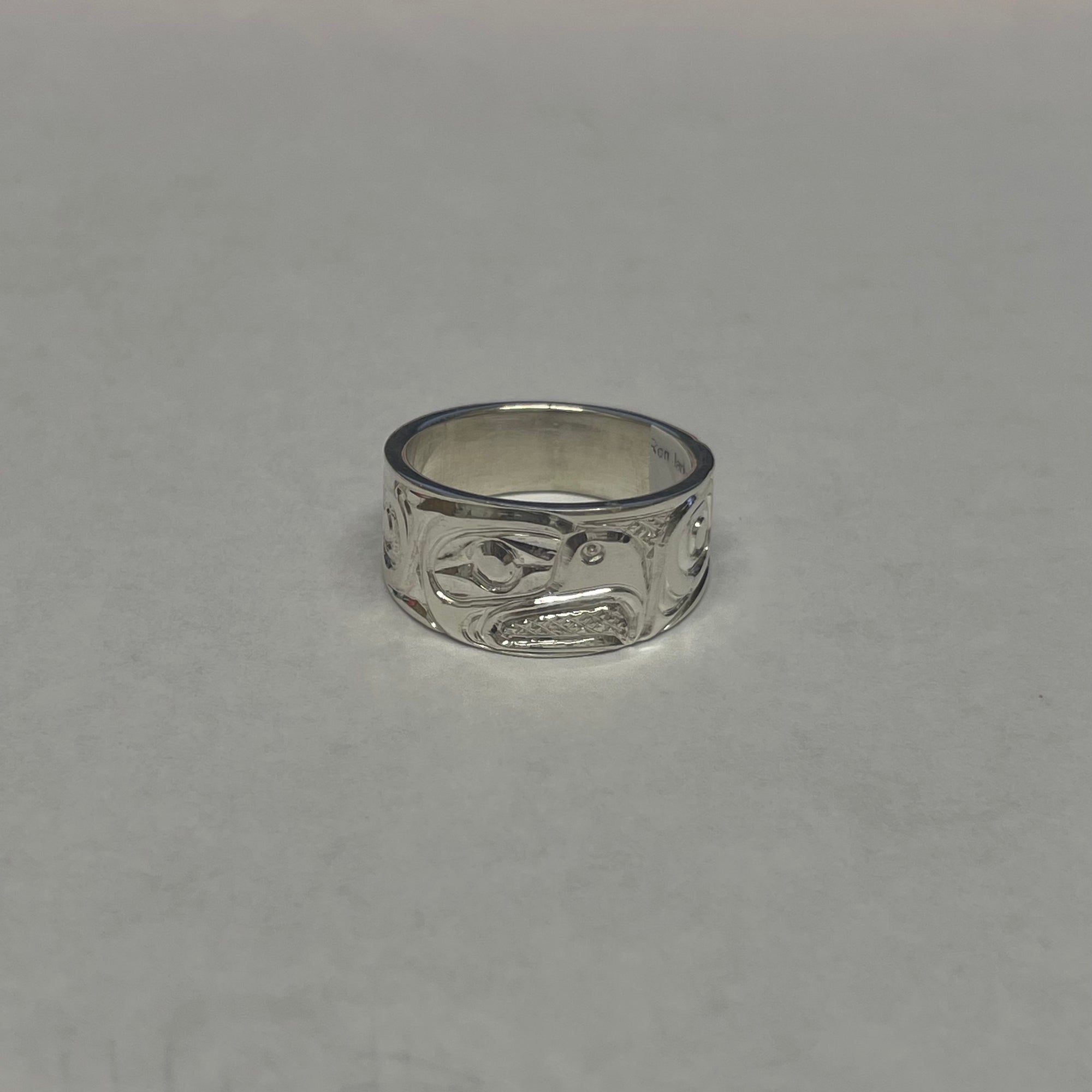 Ron Jackson Eagle 3/8" Silver Tapered Band Rings Size 7 -  - Jewellery - House of Himwitsa Art Gallery