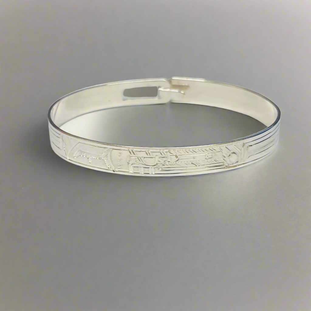 Gilbert Pat 1/4" Silver Youth Bracelet Raven -  - Silver Bracelet - House of Himwitsa Art Gallery