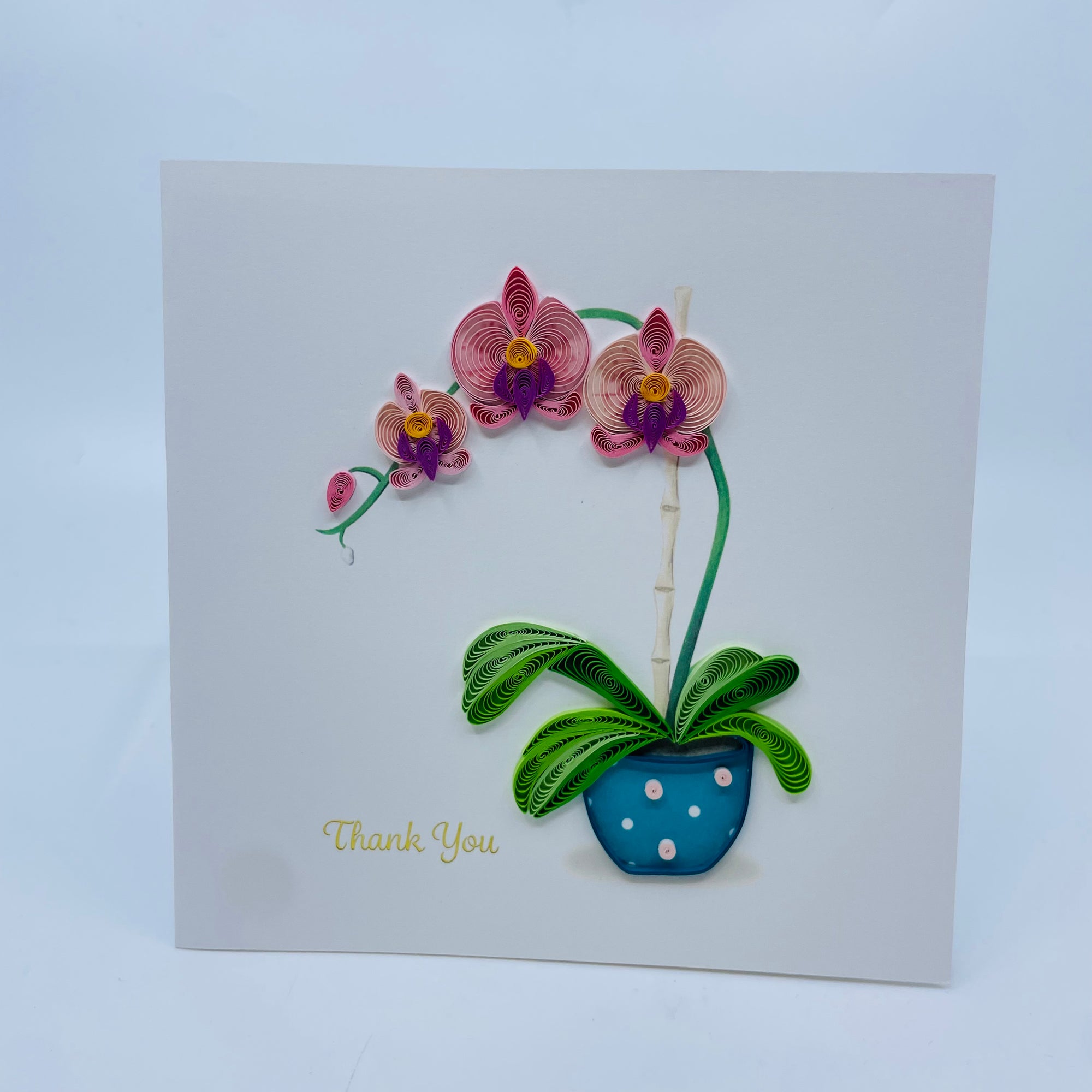 Quilling Art Card Thank You Potted Orchid - Kalyn Imports Limited - quilling art card - House of Himwitsa Art Gallery