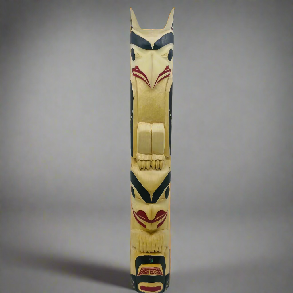 Randy Adams 24" Totem Eagle & Beaver -  - Totems - House of Himwitsa Art Gallery