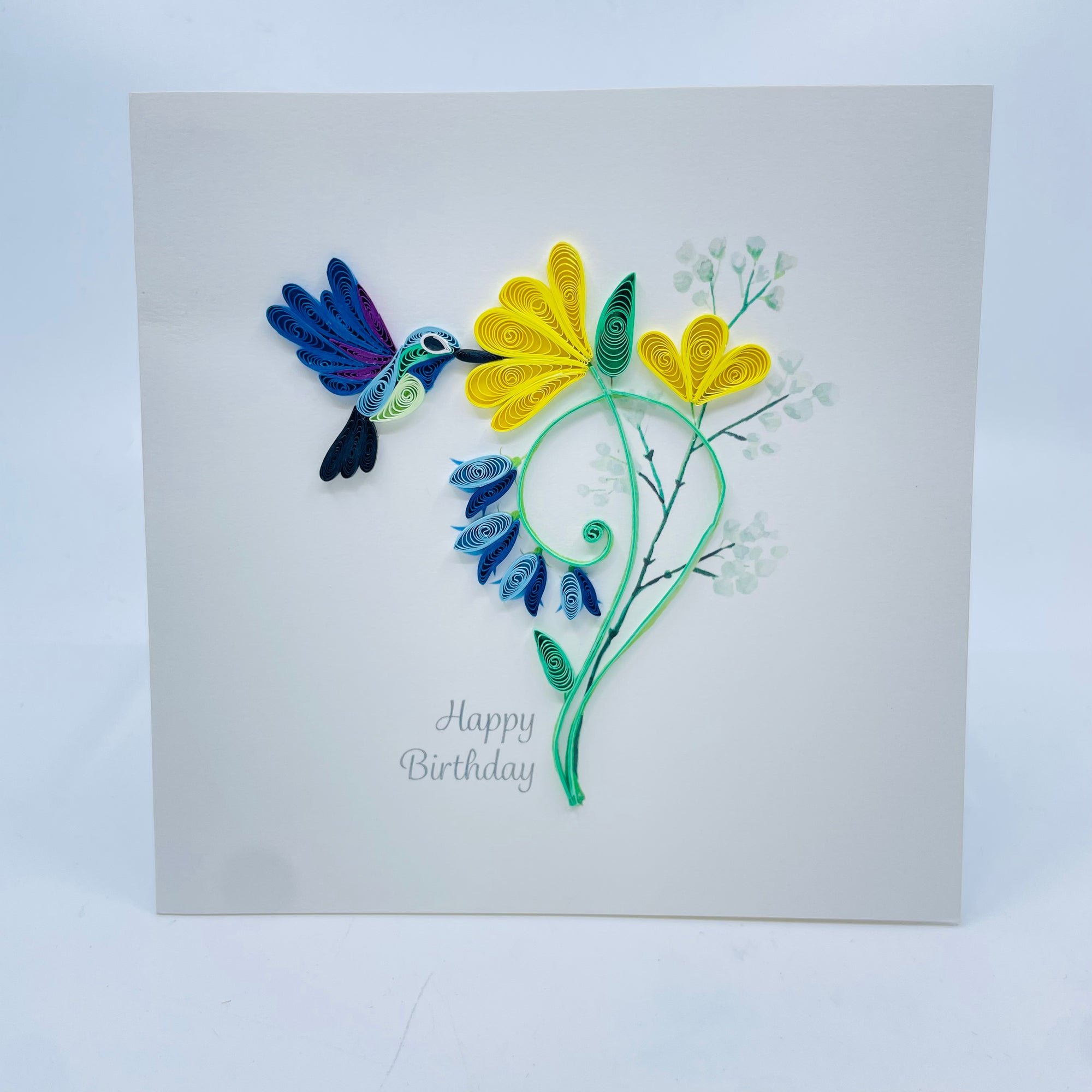 Quilling Art Card B-Day Hummingbird -  - quilling art card - House of Himwitsa Art Gallery