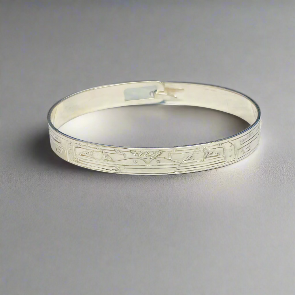 Gilbert Pat 1/4" Silver Youth Bracelet Frog -  - Silver Bracelet - House of Himwitsa Art Gallery