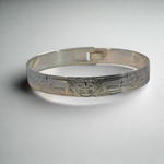 Gilbert Pat 3/8 Silver Bangle 2  Eagles with Sun -  - carved jewelry - House of Himwitsa Art Gallery