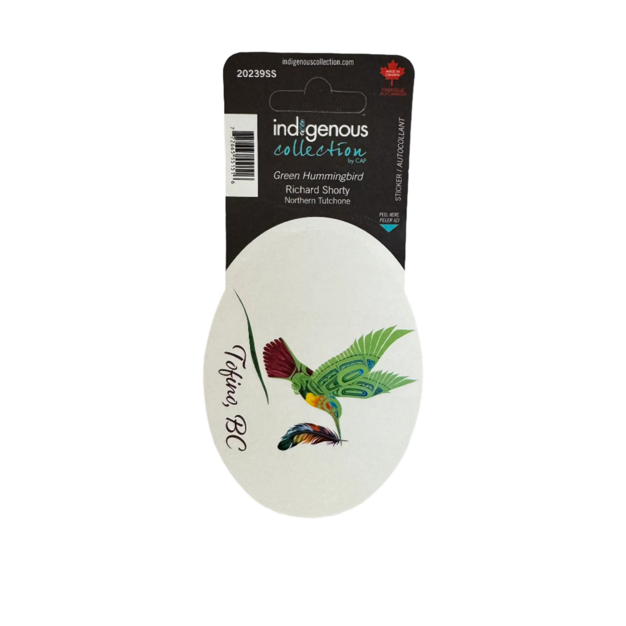 *Sticker TOFINO Richard Shorty Green Hummingbird -  - Oval Stickers - House of Himwitsa Art Gallery