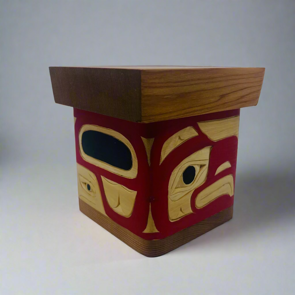 Joe Campbell Yellow Cedar Bentwood Box Eagle -  - Carving - House of Himwitsa Art Gallery