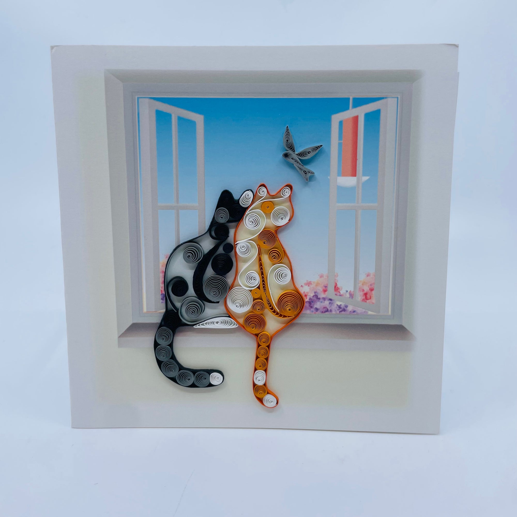 Quilling Art Card Two Cats - Kalyn Imports Limited - quilling art card - House of Himwitsa Art Gallery