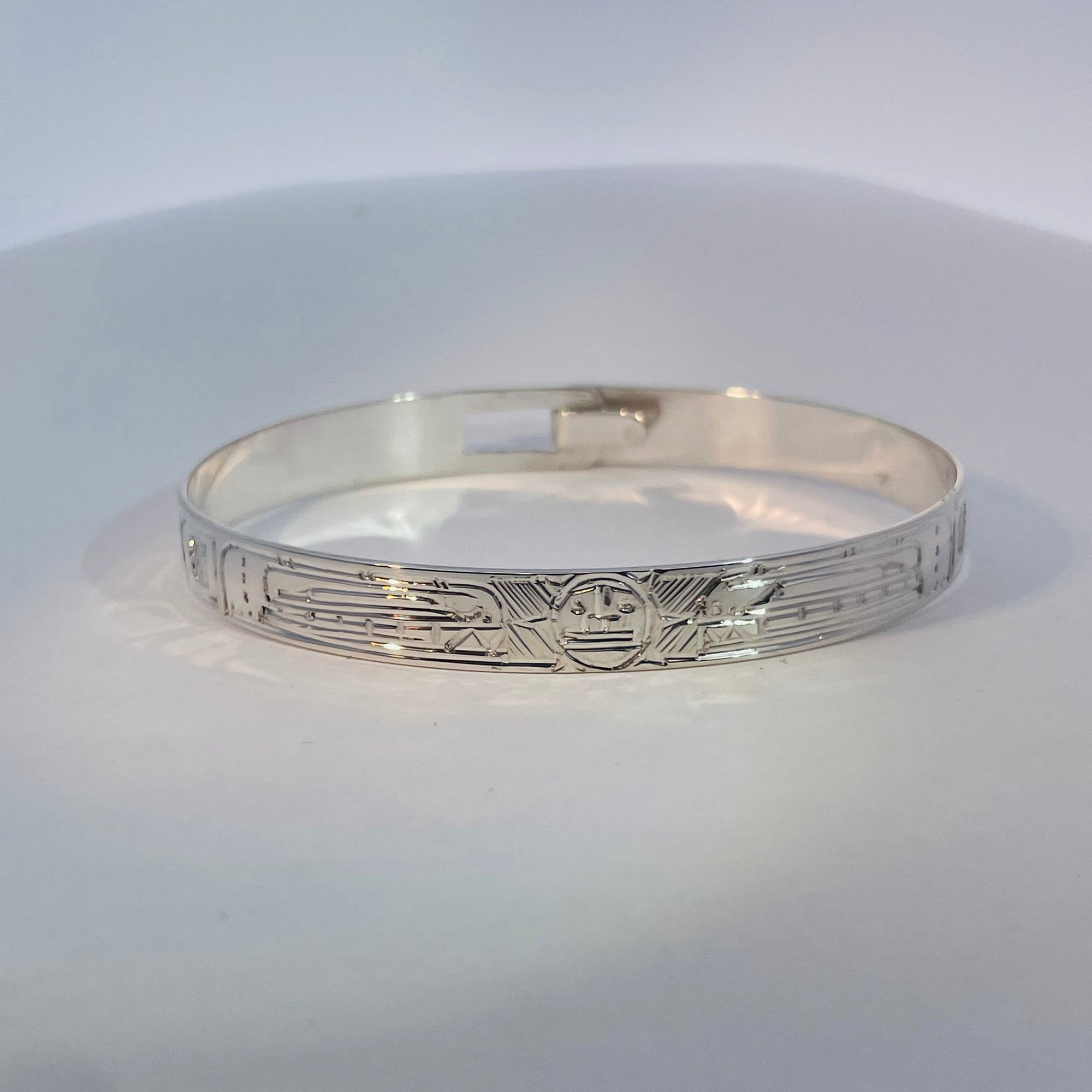 Gilbert Pat 1/4" Whale and Sun Silver Bangle -  - Silver Bangle - House of Himwitsa Art Gallery