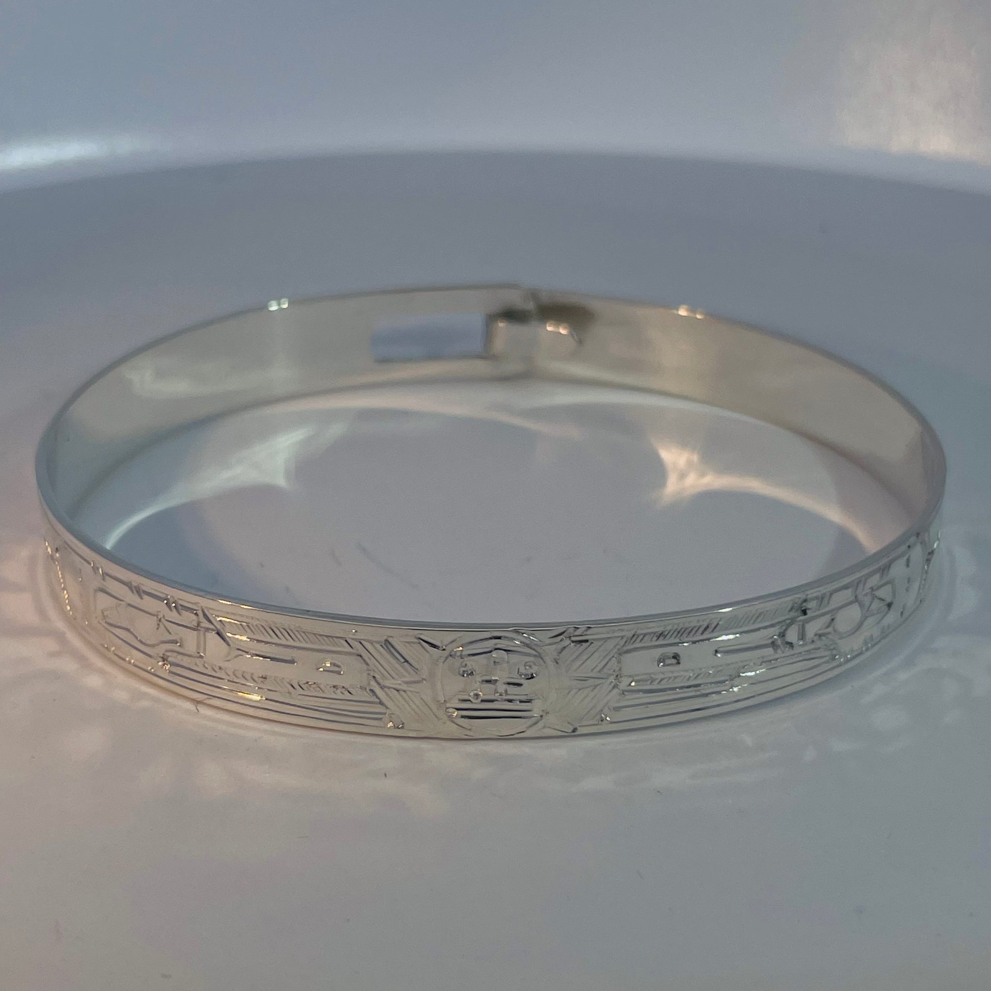 Gilbert Pat 1/4" Raven and Sun Silver Bangle -  - Silver Bangle - House of Himwitsa Art Gallery