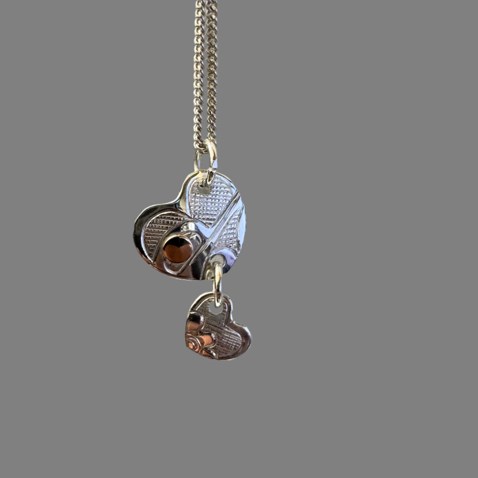 Corrine Hunt Pendant Double Heart Hummingbird -  - Silver Pendant - House of Himwitsa Art Gallery
