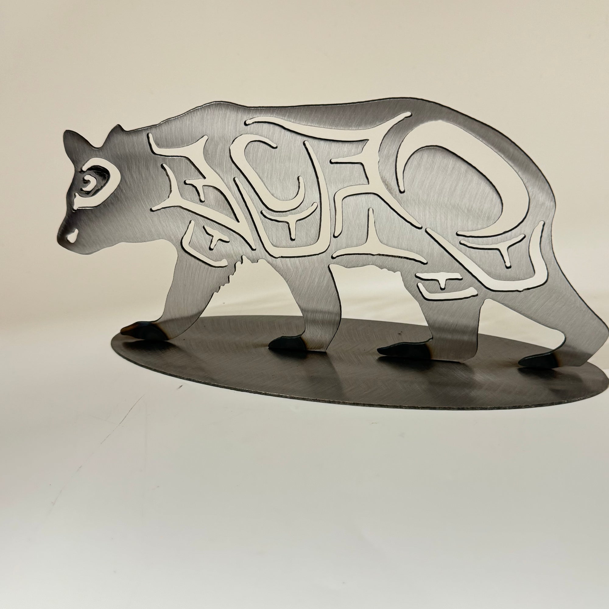 NOEL BROWN BLACK or SILVER BEAR ON STANDS -  - Rolled Steel - House of Himwitsa Art Gallery