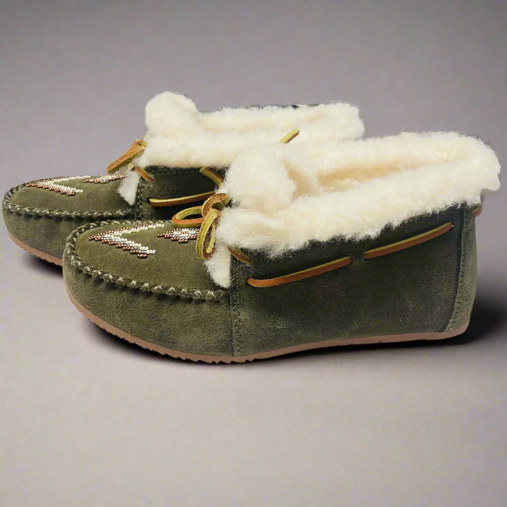 Street Moccasins Dark Olive mid -  -  - House of Himwitsa Art Gallery