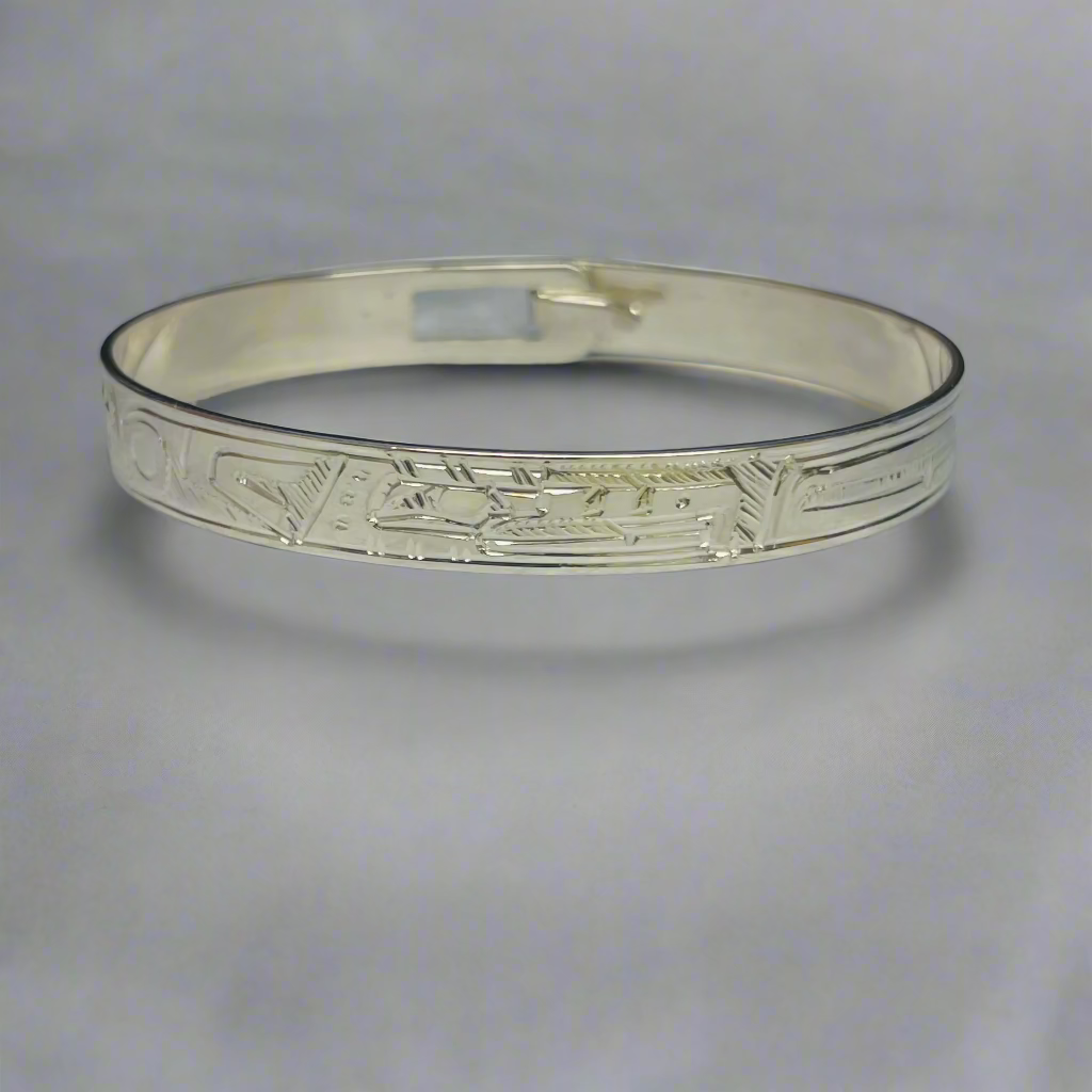 Gilbert Pat 1/4" Silver Youth Bracelet Thunderbird -  - Silver Bracelet - House of Himwitsa Art Gallery