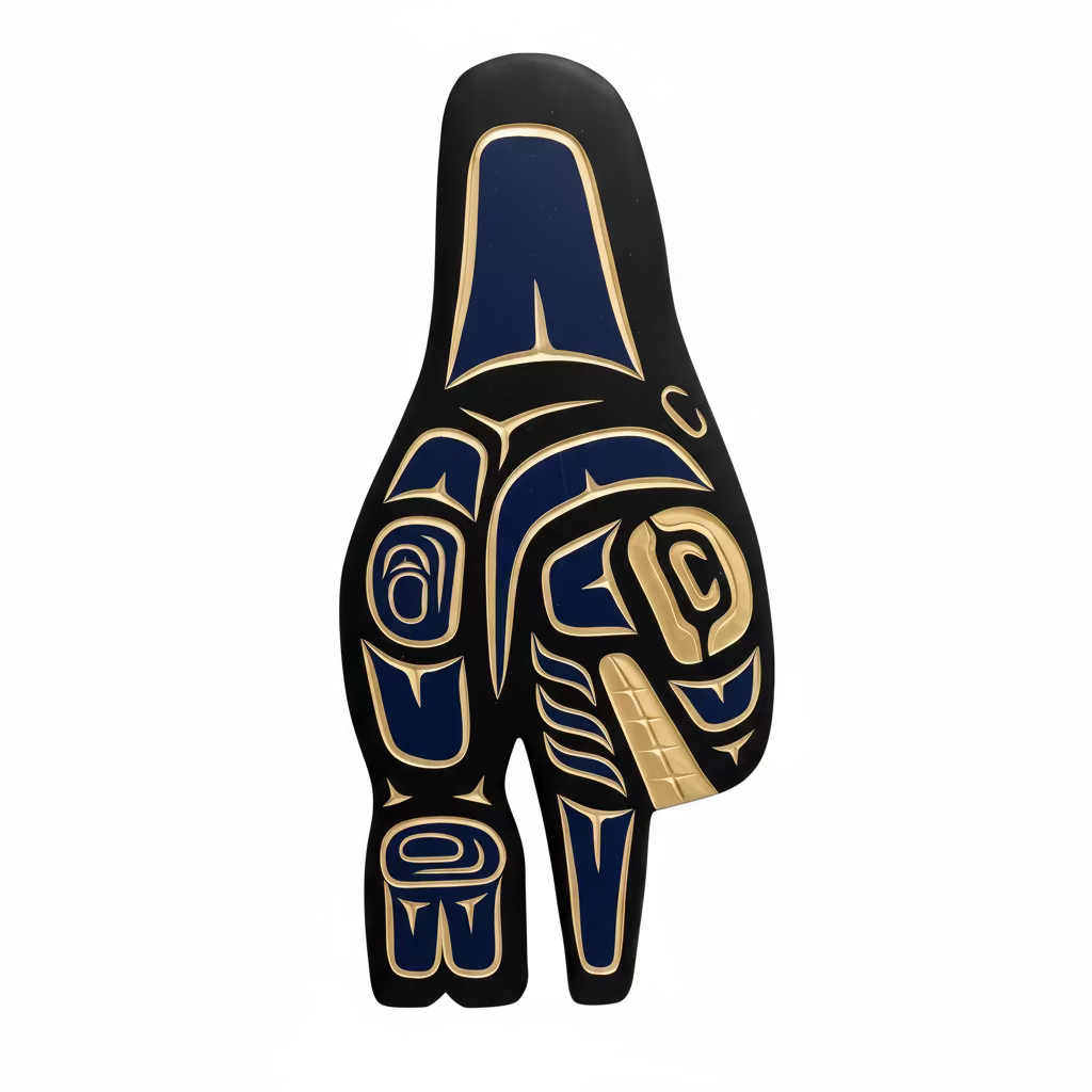 Valencia Bird Yellow Cedar Panel Killer Whale Blue -  - Carving - House of Himwitsa Art Gallery