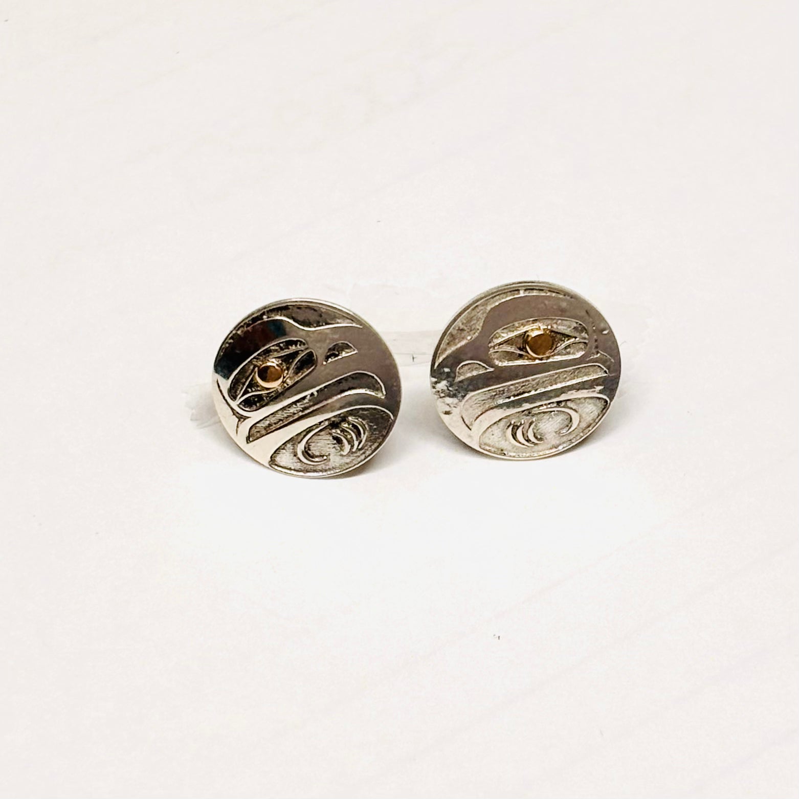 Grant Pauls Silver Stud Earrings Eagle 14k eye