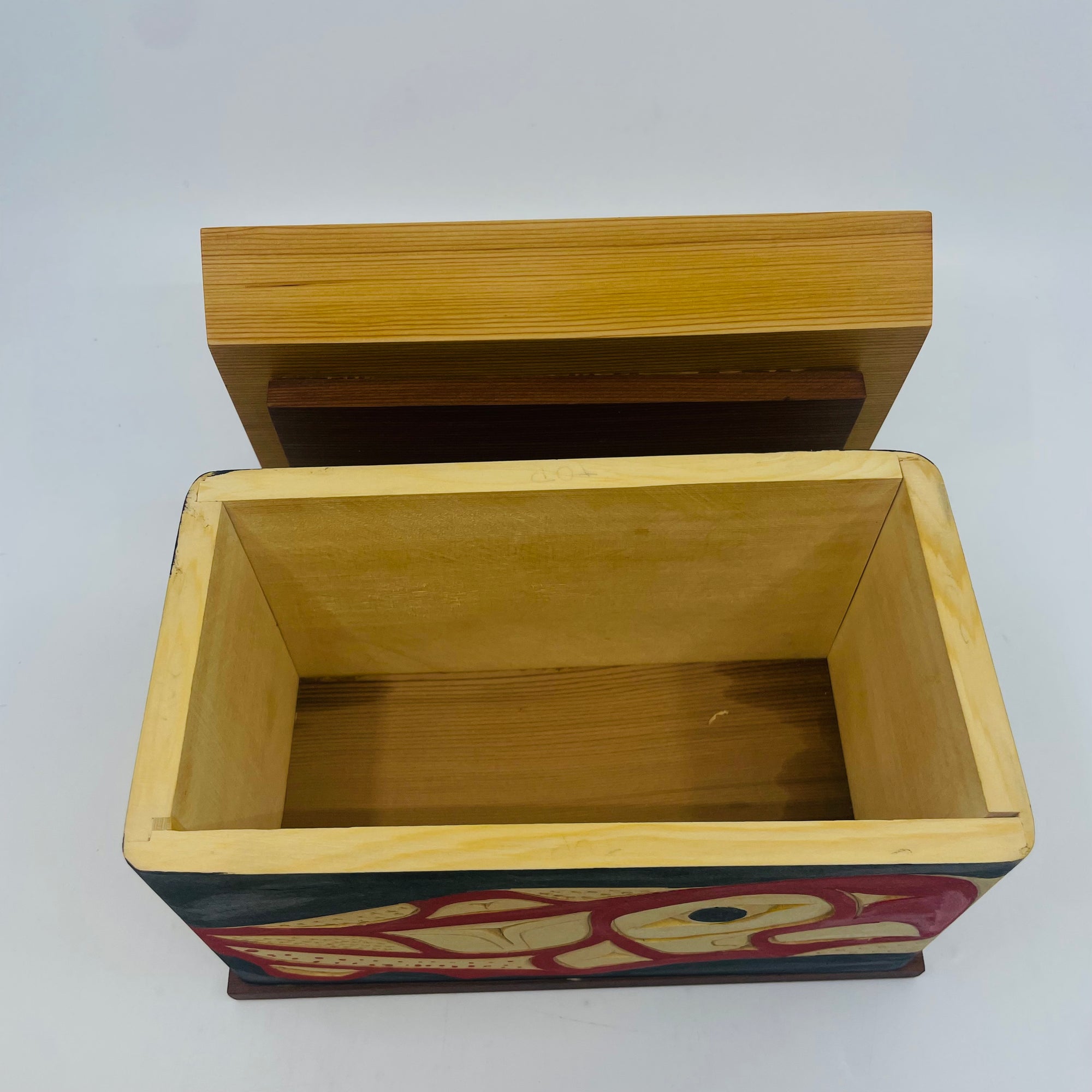 Joe Campbell Yellow Cedar Bentwood Box Salmon -  - Carving - House of Himwitsa Art Gallery