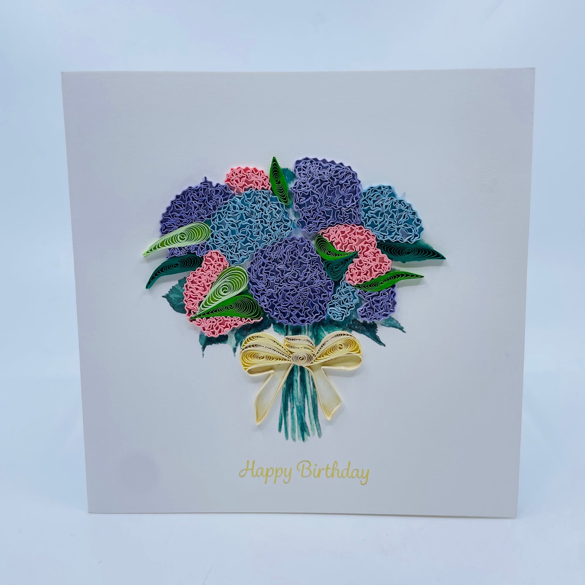 Quilling Art Card Birthday Hydrangea Bouquet - Kalyn Imports Limited - quilling art card - House of Himwitsa Art Gallery