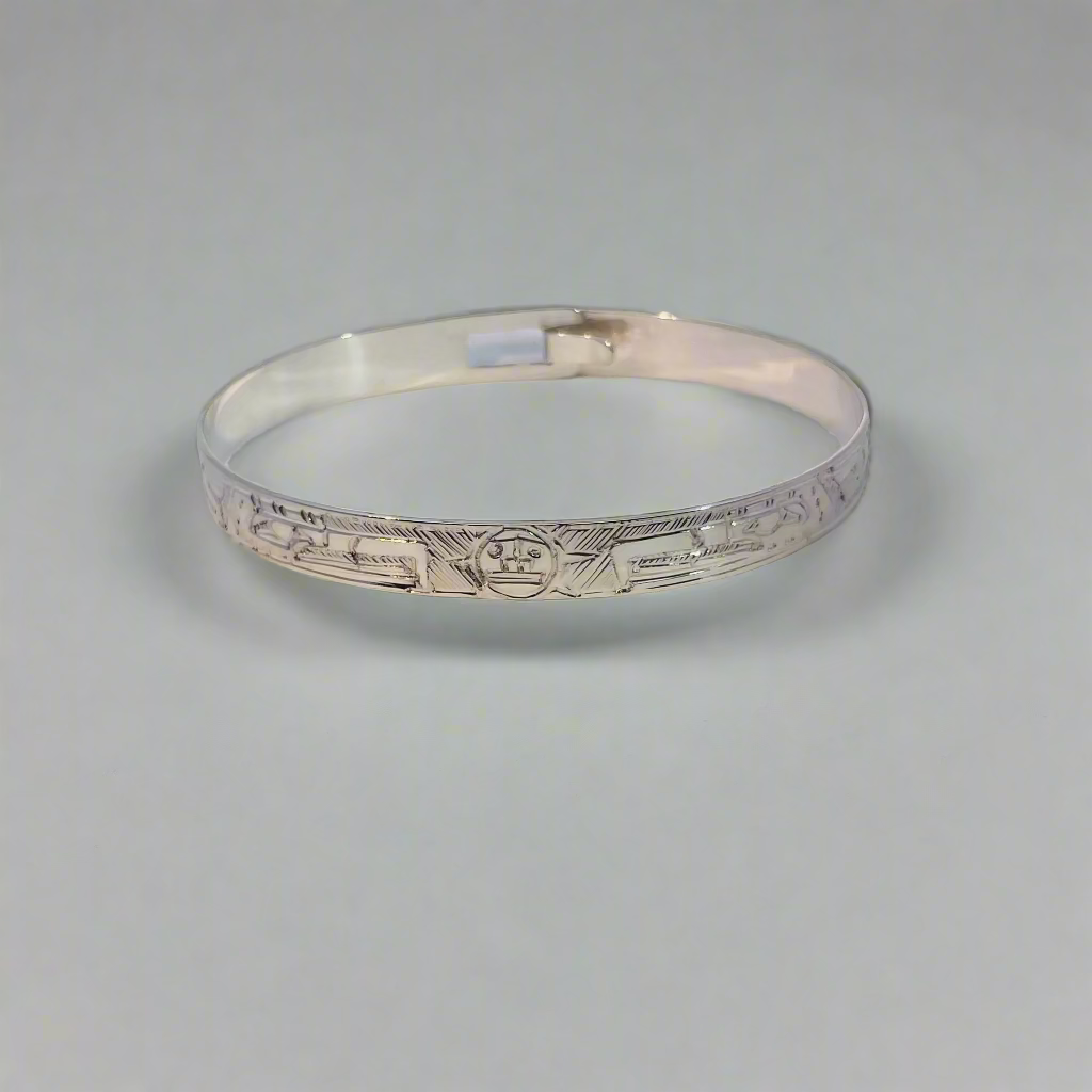 Gilbert Pat 1/4" Eagles and Sun Silver Bangle -  - Silver Bangle - House of Himwitsa Art Gallery