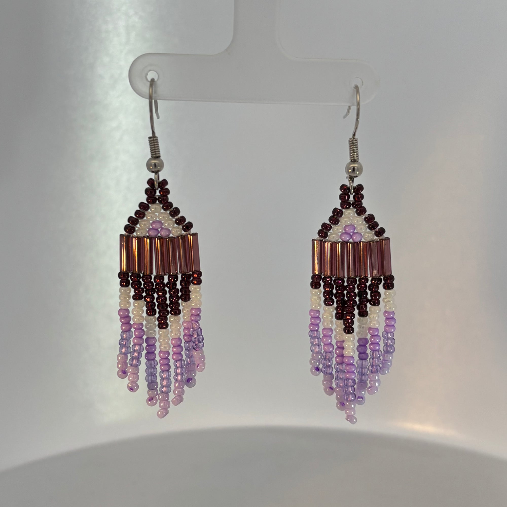 Beaded Earrings Purple Pansy