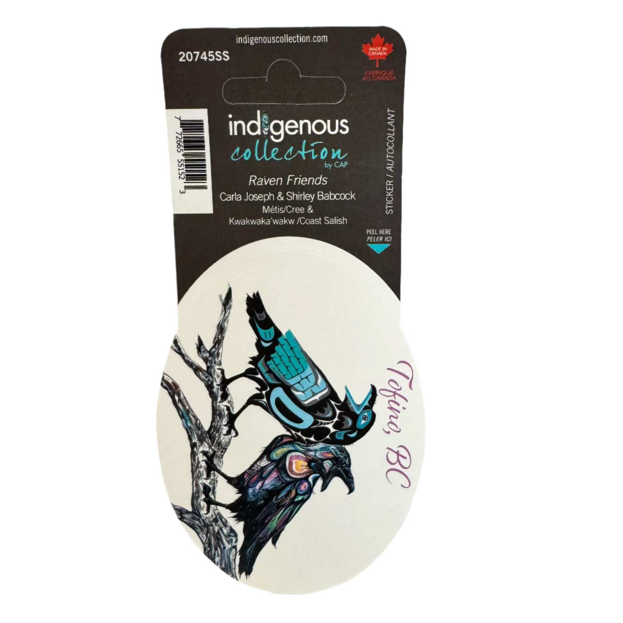 Sticker TOFINO Carla Joseph/Shirley Babcock Raven Friends -  - Oval Stickers - House of Himwitsa Art Gallery