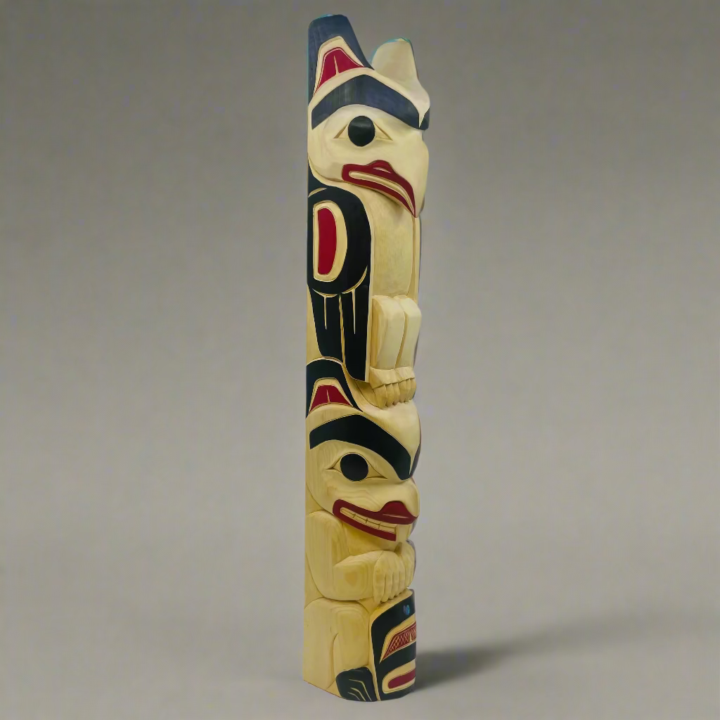 Randy Adams 24" Totem Eagle & Beaver -  - Totems - House of Himwitsa Art Gallery