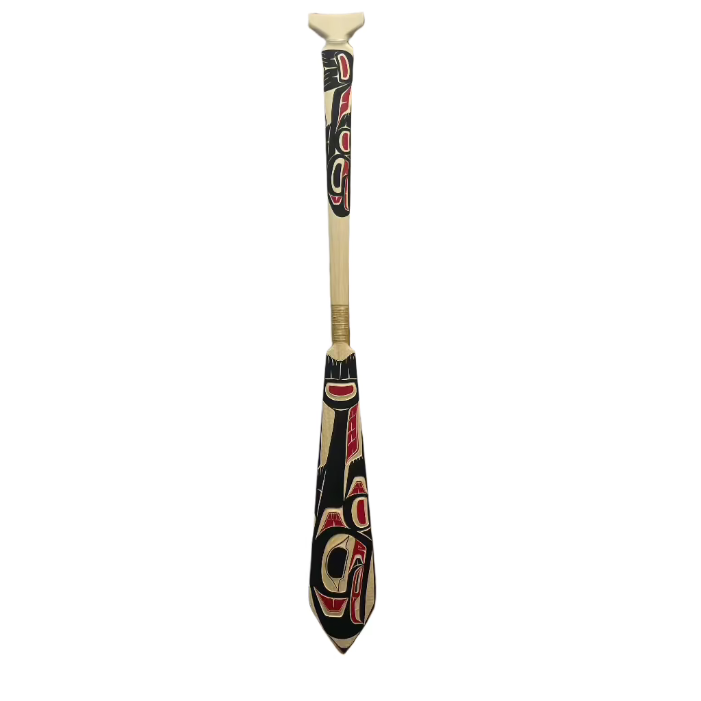 CECILIA ADAMS SALMON YELLOW CEDAR PADDLE 5 FEET -  - PADDLES - House of Himwitsa Art Gallery