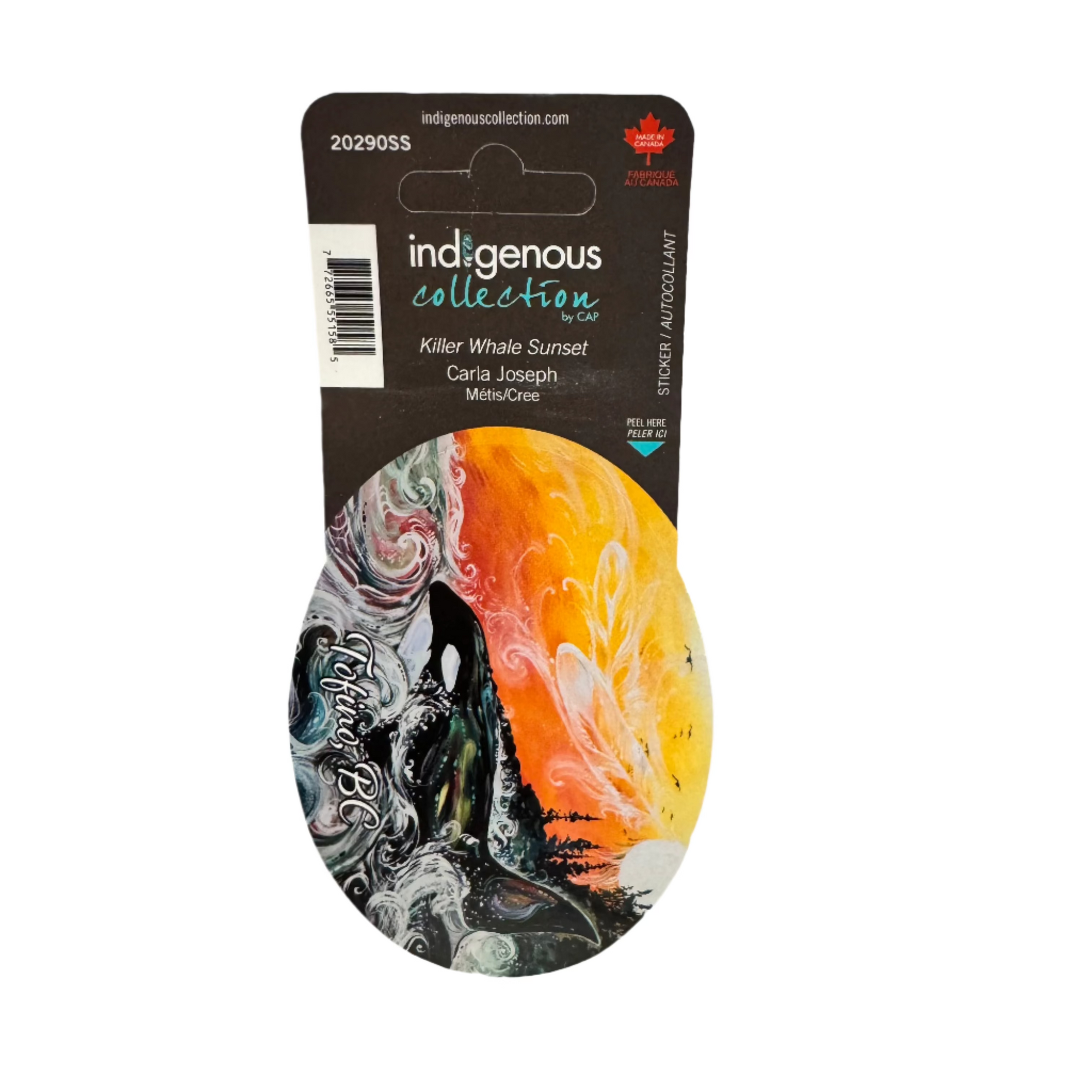 Sticker TOFINO Carla Josephs Killer Whale Sunset -  - Oval Stickers - House of Himwitsa Art Gallery