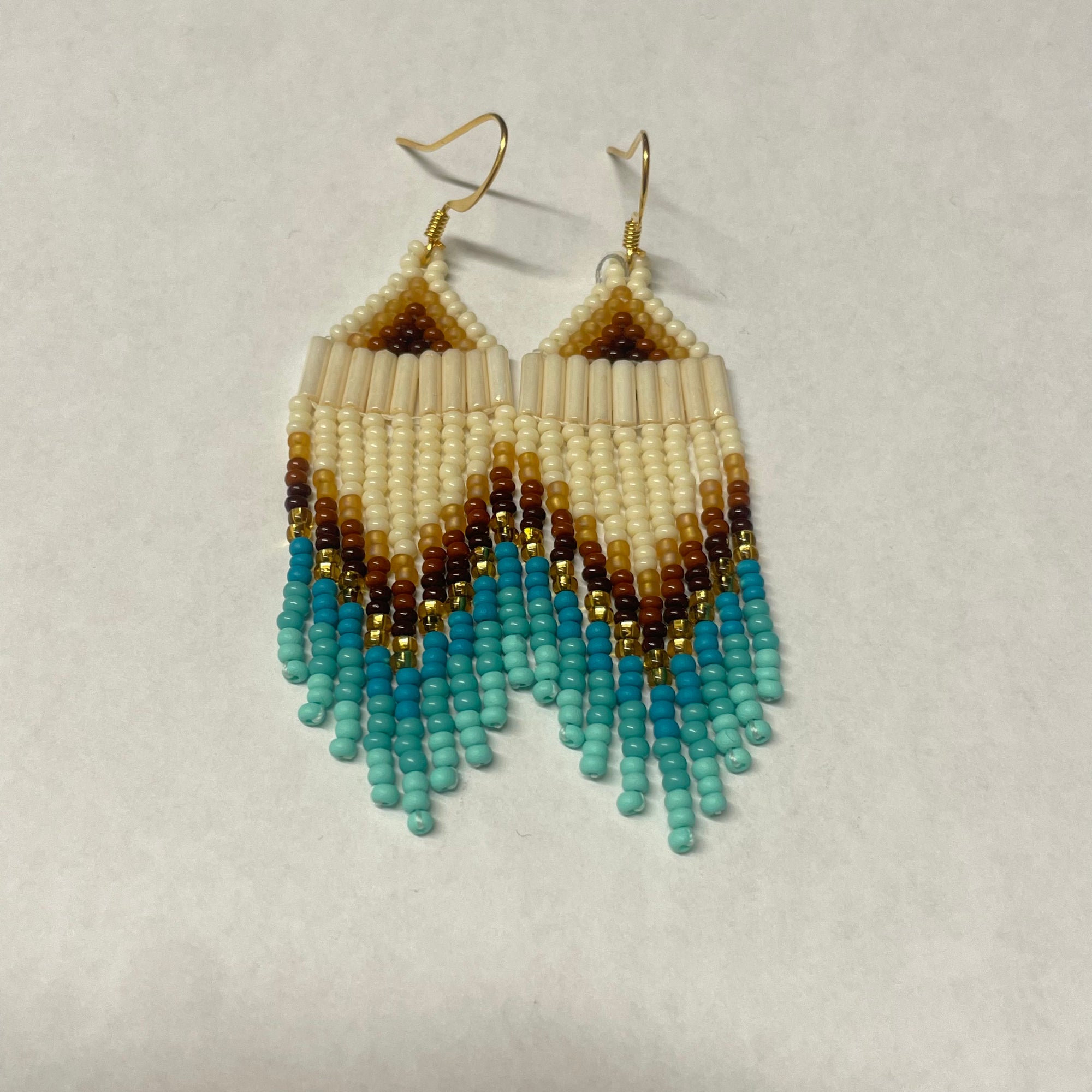 Beaded Earrings Golden Earth to Water -  - Beaded Earrings - House of Himwitsa Art Gallery