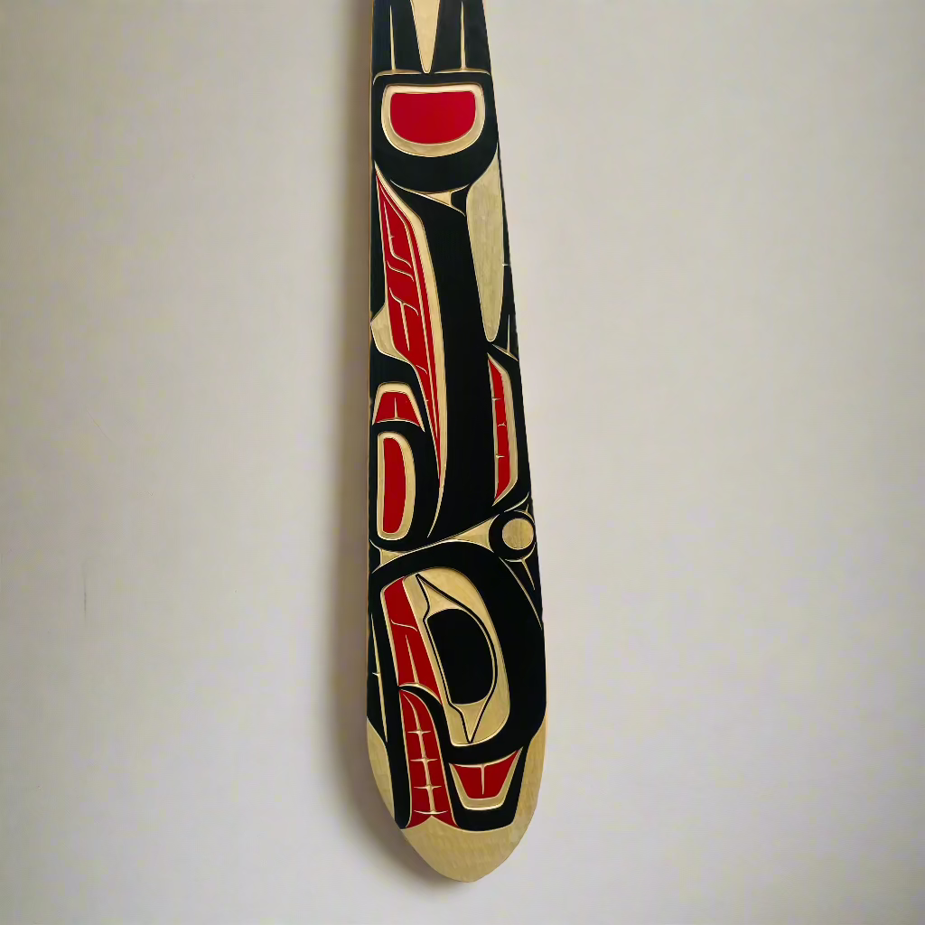 Cecilia Adams Paddle Yellow Cedar Killerwhale 5ft -  - Padle - House of Himwitsa Art Gallery