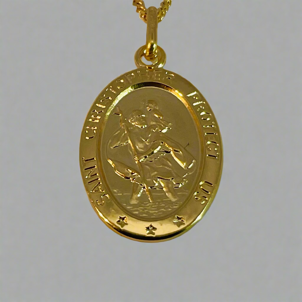 Gold Plated Oval St. Christopher Medal -  -  - House of Himwitsa Art Gallery