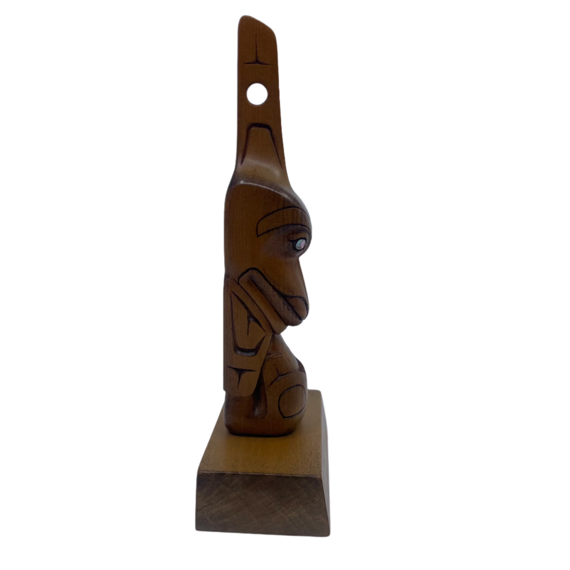 Gerry Dudoward Cedar Totem Killer WHALE with Mother of Pearl inlay Eyes -  - Totems - House of Himwitsa Art Gallery