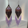 Beaded Earrings Purple Pansy