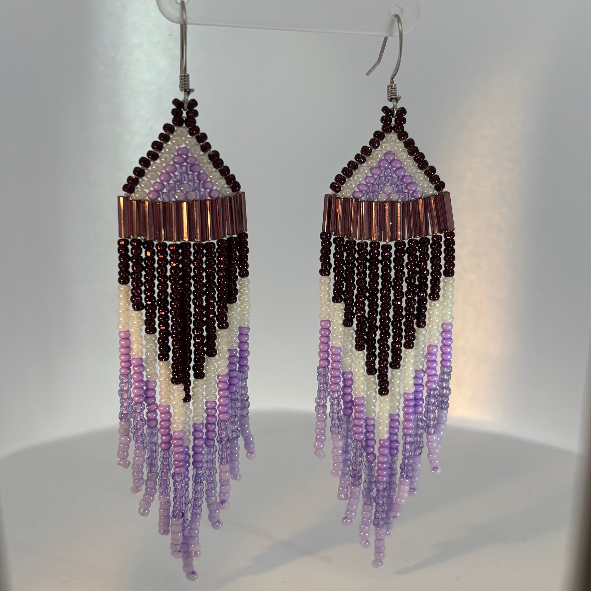 Beaded Earrings Purple Pansy