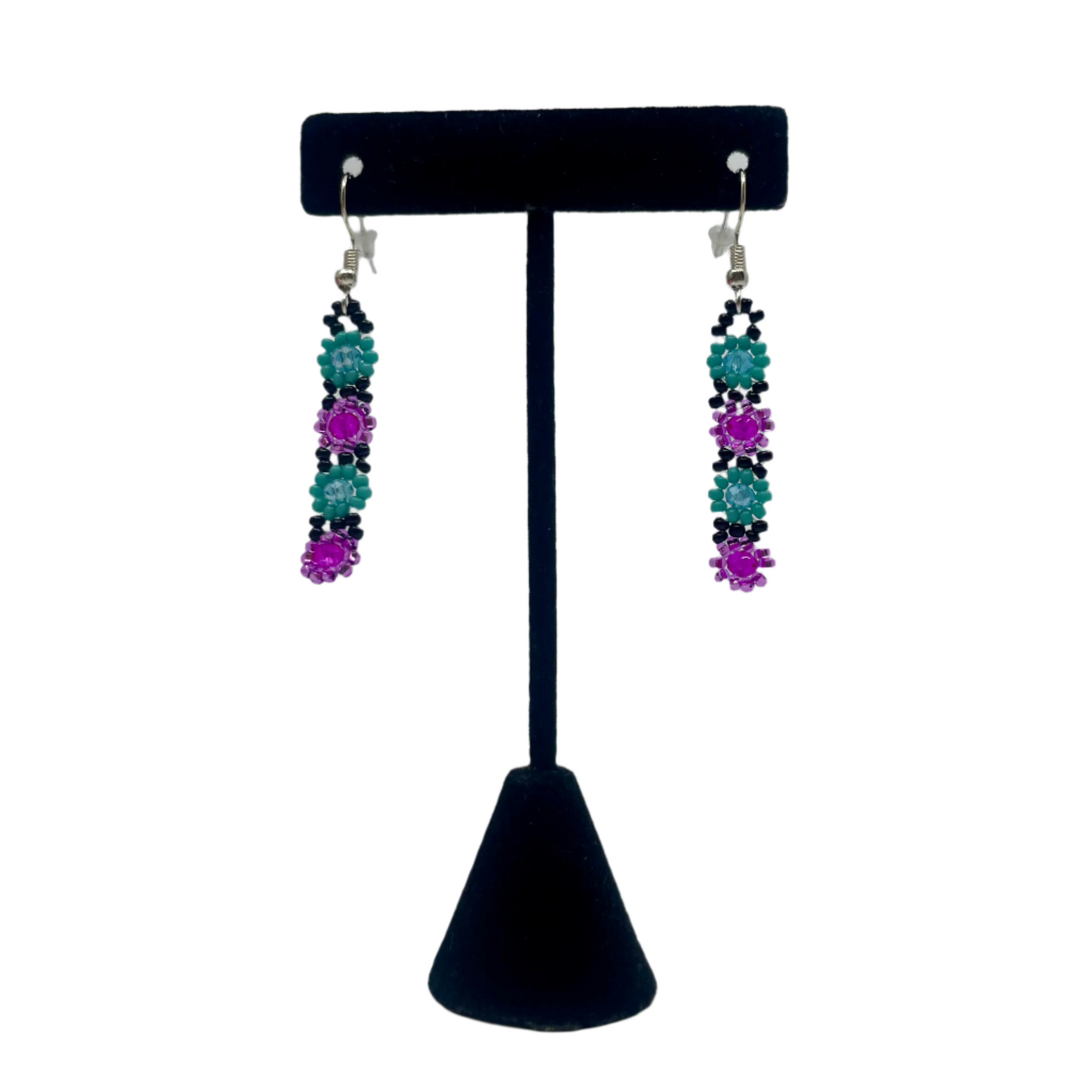 Beaded Earring Daisy Chain Crystal pink