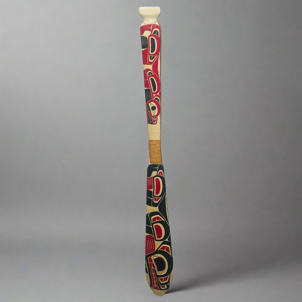 Cecilia Adams Wolf Paddle with Carved handle -  - wood carving - House of Himwitsa Art Gallery