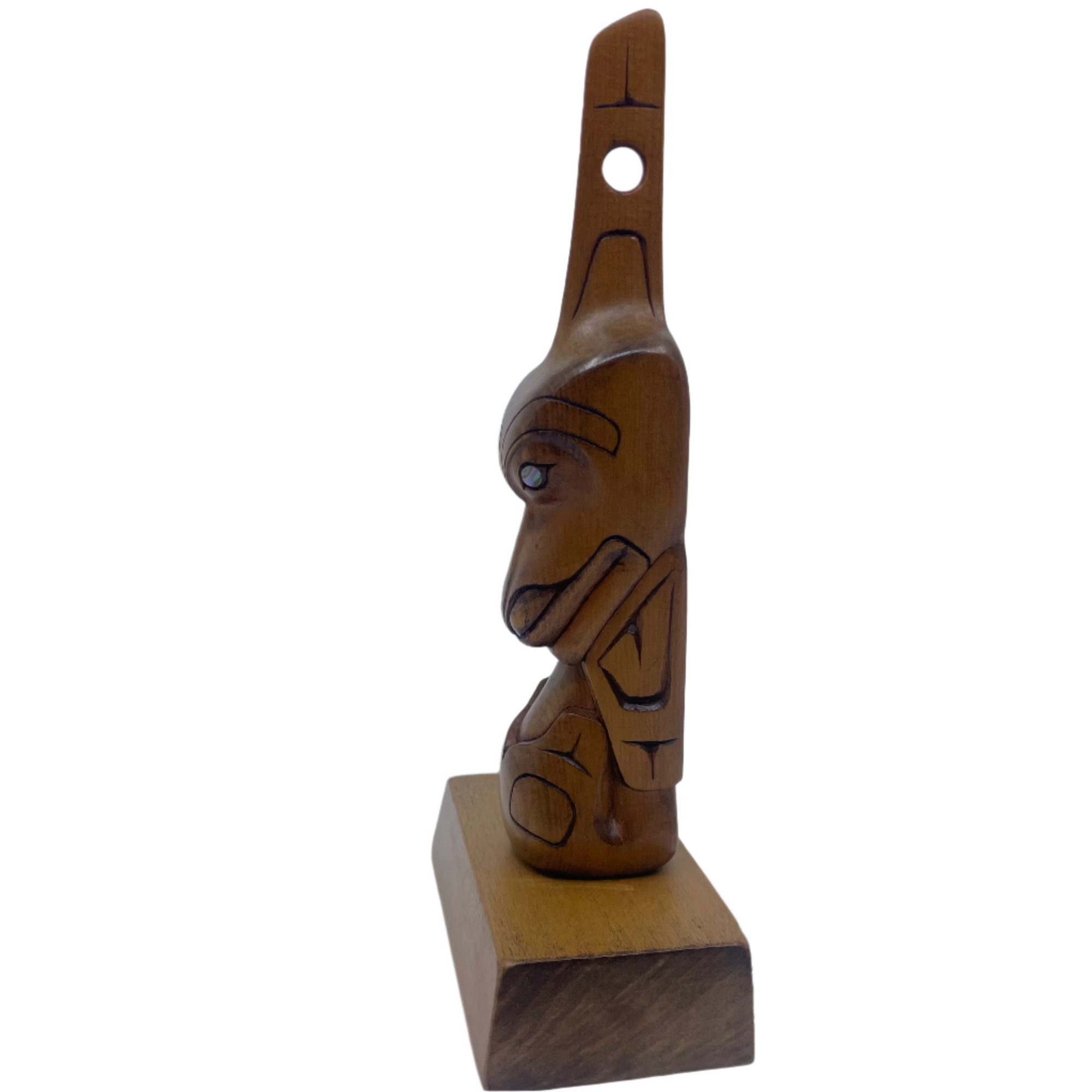 Gerry Dudoward Cedar Totem Killer WHALE with Mother of Pearl inlay Eyes -  - Totems - House of Himwitsa Art Gallery