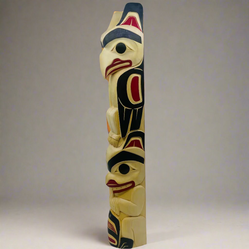 Randy Adams 24" Totem Eagle & Beaver -  - Totems - House of Himwitsa Art Gallery