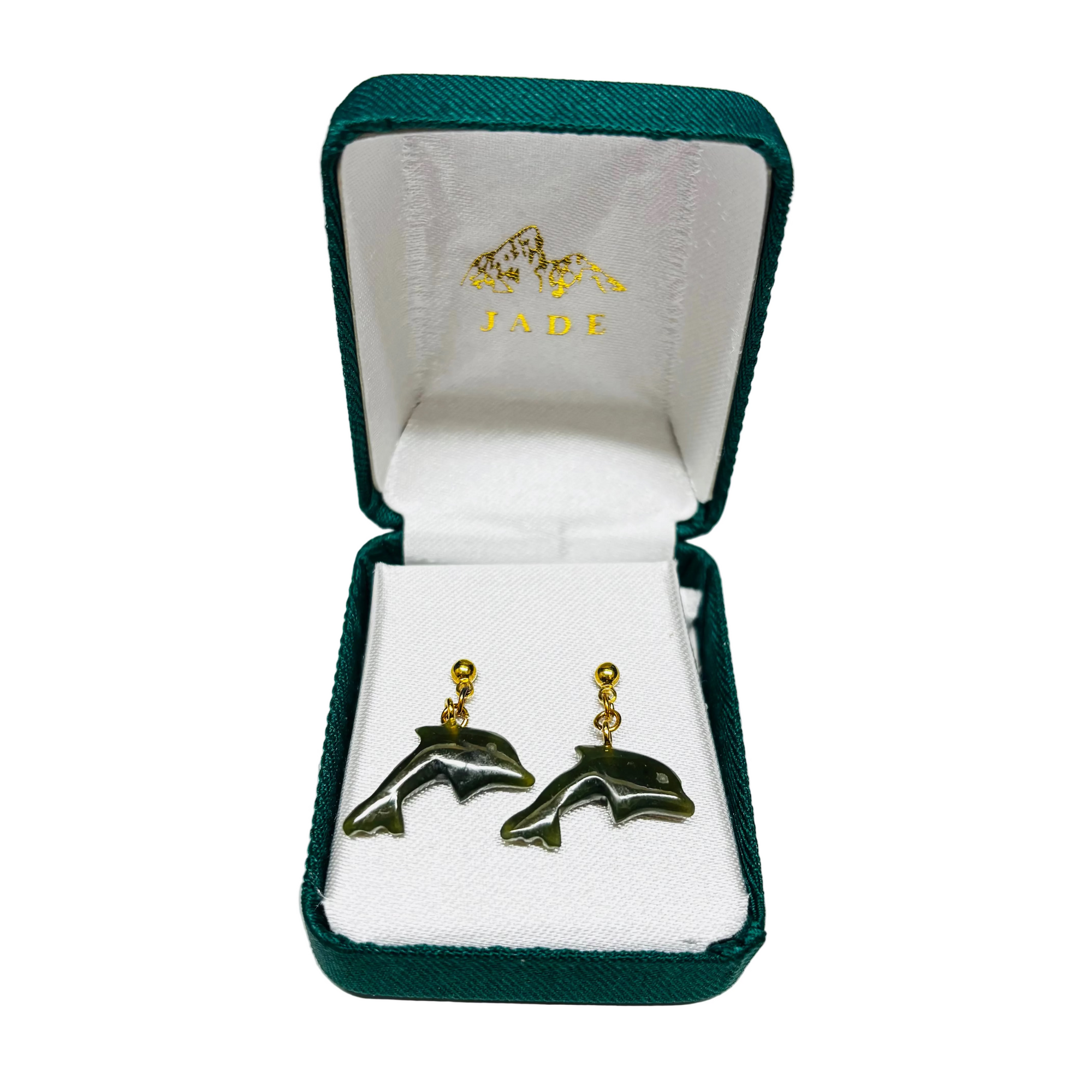 3/4" Jade Earrings Dolphin