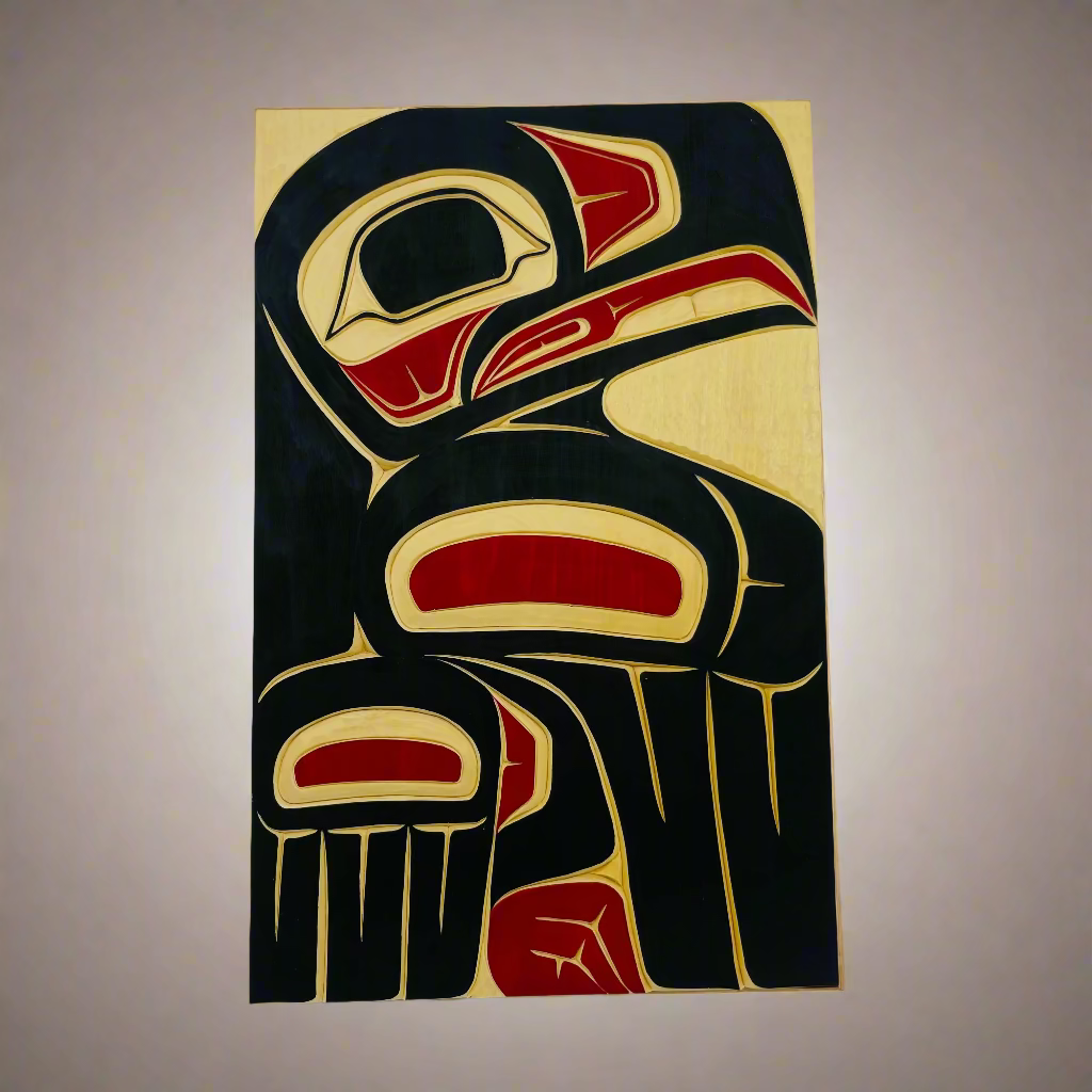 Randy Adams Raven Teacher Yellow Cedar Panel -  - Panel - House of Himwitsa Art Gallery