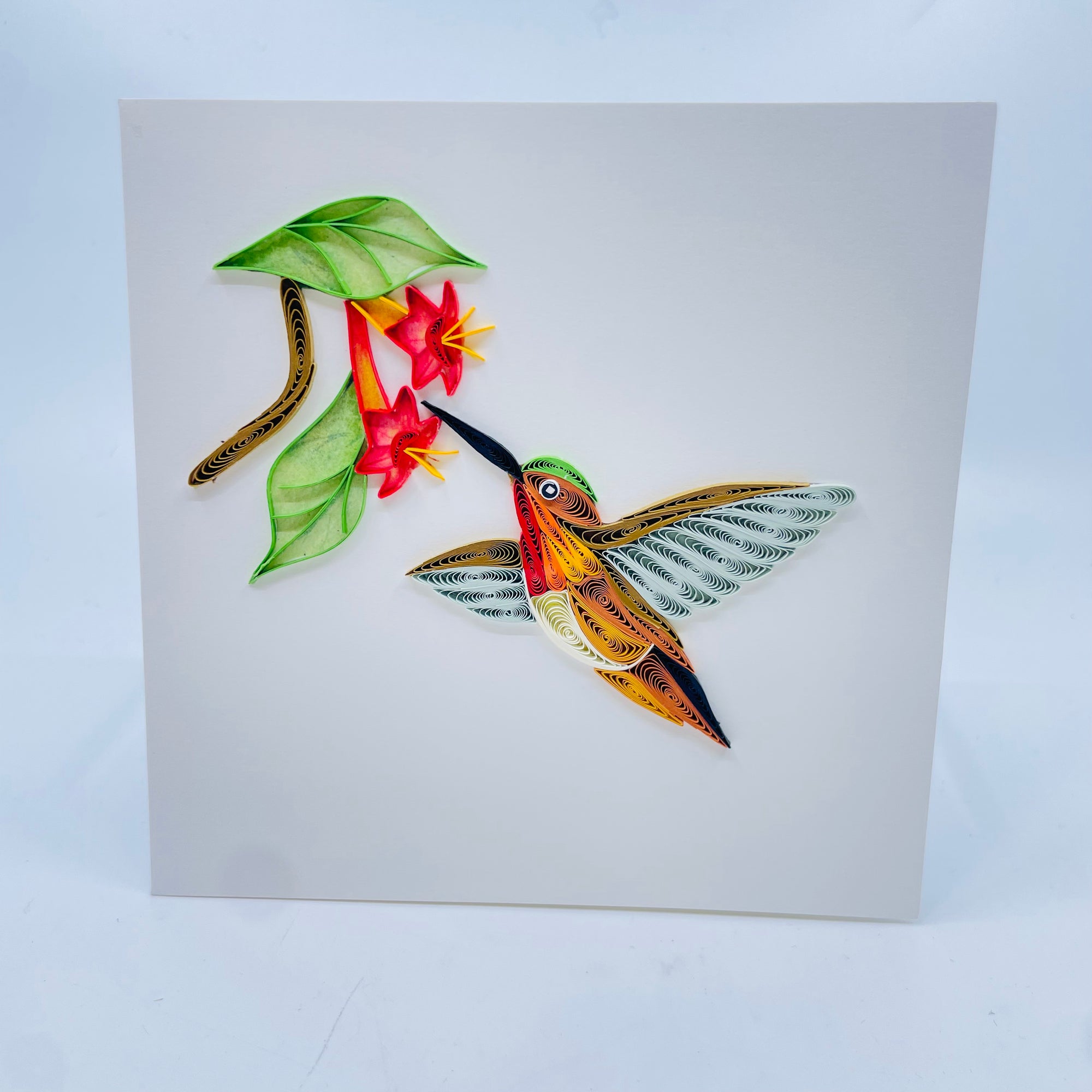 Quilling Art Card Rufous Hummingbird - Kalyn Imports Limited - quilling art card - House of Himwitsa Art Gallery