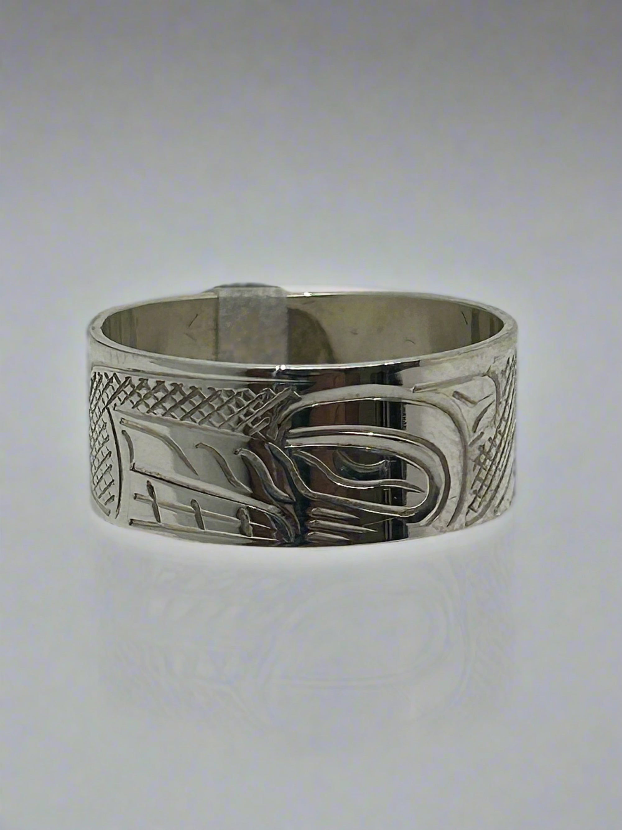 John Lancaster 3/8 Silver Ring Wolf -  - Silver Ring - House of Himwitsa Art Gallery